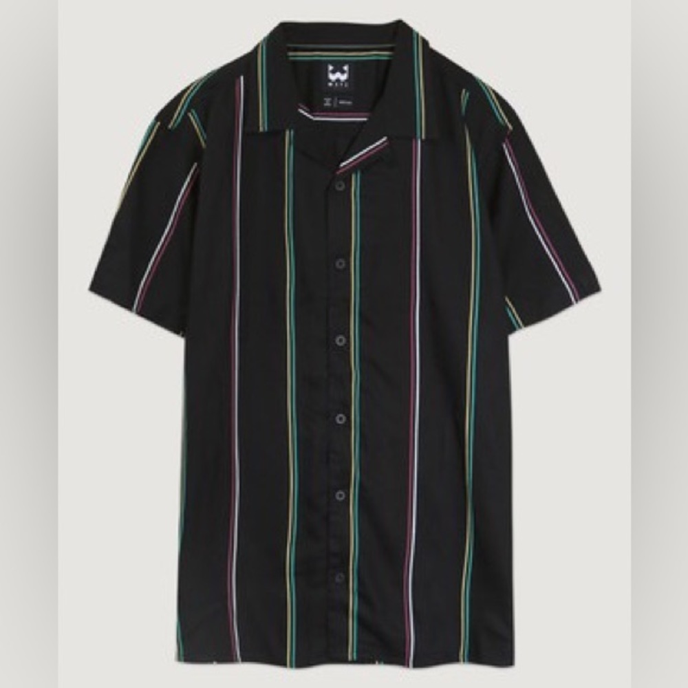 Double Stripes Black Button Up Shirt